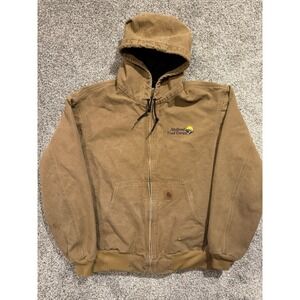 Carhartt Jacket Mens XL Regular J25 CML Brown Canvas Duck Thermal Lined Hooded *
